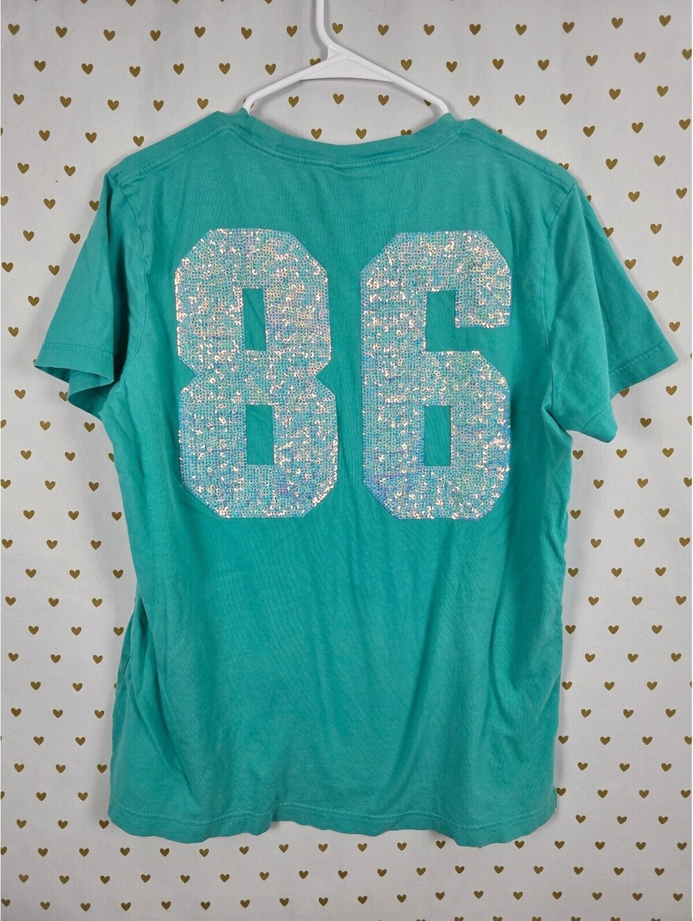 Victorias Secret PINK Mermaid Bling 86 Sequined Tee shirt Medium